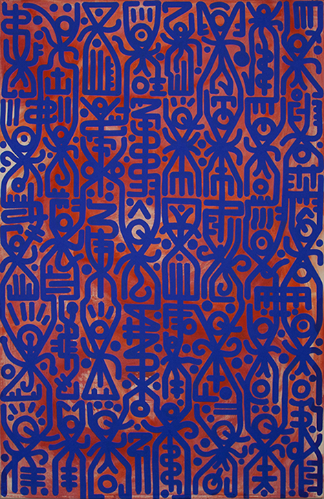 Greek artist, painting, artwork, dimitris ntokos, lives in Athens, signs, symbols, dimitris dokos, urban hieroglyphics, canvas, contemporary art, dialect, modern art