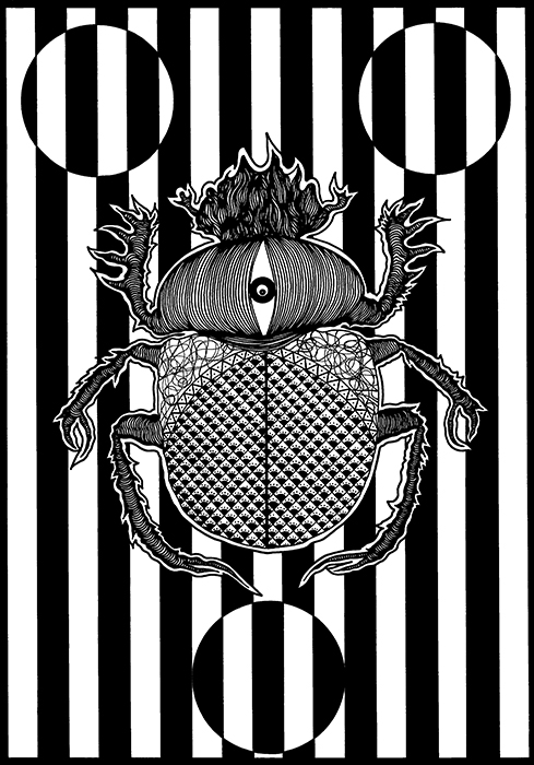 Greek artist, painting, artwork, dimitris ntokos, lives in Athens, scarab, scarabeus, beetle, dimitris dokos, canvas, contemporary art, modern art, art, beetle, optic art, art