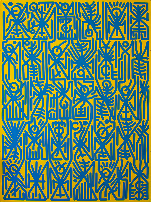 Greek artist, painting, artwork, dimitris ntokos, lives in Athens, signs, symbols, dimitris dokos, urban hieroglyphics, canvas, contemporary art, dialect, modern art