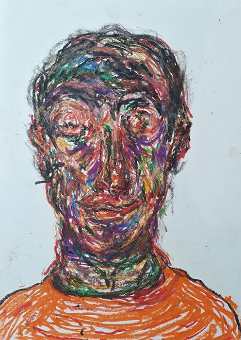 portrait, automatic portrait, paper, pastel, Greek artist, painting, artwork, dimitris ntokos, lives in Athens, scarab, scarabeus, beetle, dimitris dokos, canvas, contemporary art, modern art, art, beetle, optic art, art