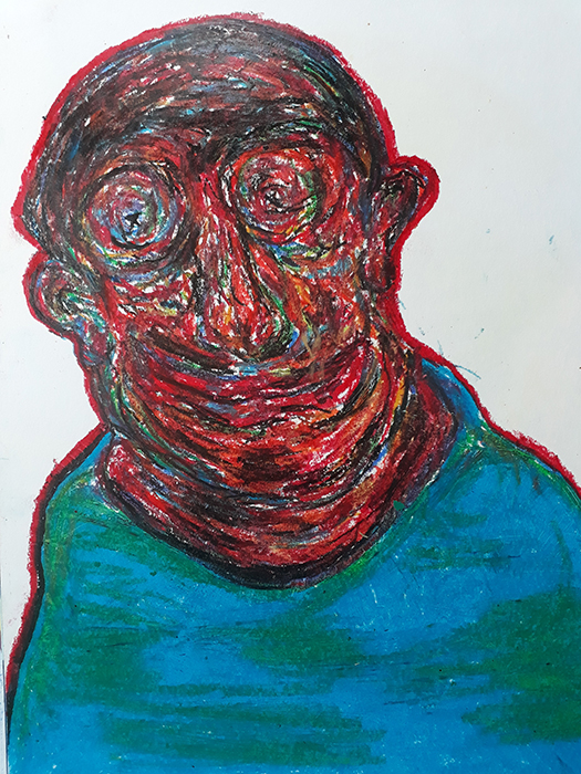 portrait, automatic portrait, paper, pastel, Greek artist, painting, artwork, dimitris ntokos, lives in Athens, scarab, scarabeus, beetle, dimitris dokos, canvas, contemporary art, modern art, art, beetle, optic art, art