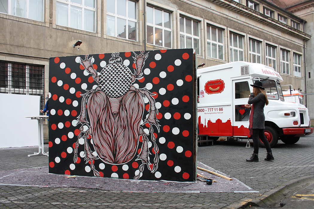 graffiti, street art, athens, urban art, Greek artist, painting, artwork, dimitris ntokos, lives in Athens, scarab, scarabeus, beetle, dimitris dokos, canvas, contemporary art, modern art, art, beetle, optic art, art