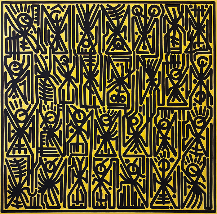 Greek artist, painting, artwork, dimitris ntokos, lives in Athens, signs, symbols, dimitris dokos, urban hieroglyphics, canvas, contemporary art, dialect, modern art