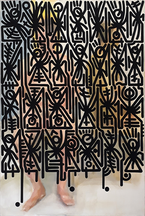 Greek artist, painting, artwork, dimitris ntokos, lives in Athens, signs, symbols, dimitris dokos, urban hieroglyphics, canvas, contemporary art, dialect, modern art