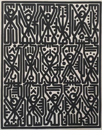 Greek artist, painting, artwork, dimitris ntokos, lives in Athens, signs, symbols, dimitris dokos, urban hieroglyphics, canvas, contemporary art, dialect, modern art