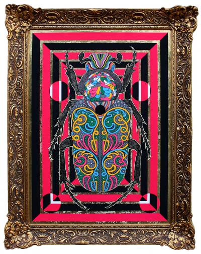 Greek artist, painting, artwork, dimitris ntokos, lives in Athens, scarab, scarabeus, beetle, dimitris dokos, canvas, contemporary art, modern art, art, beetle, optic art, art