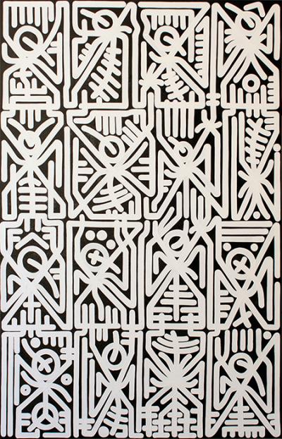 Greek artist, painting, artwork, dimitris ntokos, lives in Athens, signs, symbols, dimitris dokos, urban hieroglyphics, canvas, contemporary art, dialect, modern art