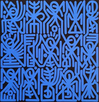 Greek artist, painting, artwork, dimitris ntokos, lives in Athens, signs, symbols, dimitris dokos, urban hieroglyphics, canvas, contemporary art, dialect, modern art