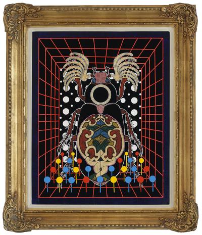 Greek artist, painting, artwork, dimitris ntokos, lives in Athens, scarab, scarabeus, beetle, dimitris dokos, canvas, contemporary art, modern art, art, beetle, optic art, art