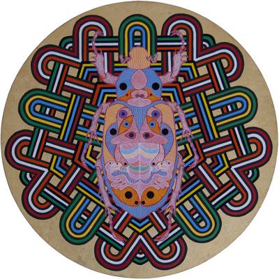 Greek artist, painting, artwork, dimitris ntokos, lives in Athens, scarab, scarabeus, beetle, dimitris dokos, canvas, contemporary art, modern art, art, beetle, optic art, art