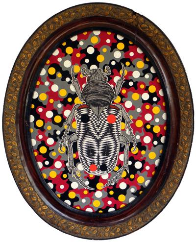 Greek artist, painting, artwork, dimitris ntokos, lives in Athens, scarab, scarabeus, beetle, dimitris dokos, canvas, contemporary art, modern art, art, beetle, optic art, art
