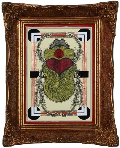 Greek artist, painting, artwork, dimitris ntokos, lives in Athens, scarab, scarabeus, beetle, dimitris dokos, canvas, contemporary art, modern art, art, beetle, optic art, art