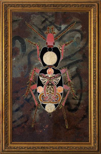 Greek artist, painting, artwork, dimitris ntokos, lives in Athens, scarab, scarabeus, beetle, dimitris dokos, canvas, contemporary art, modern art, art, beetle, optic art, art