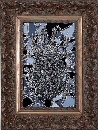 Greek artist, painting, artwork, dimitris ntokos, lives in Athens, scarab, scarabeus, beetle, dimitris dokos, canvas, contemporary art, modern art, art, beetle, optic art, art