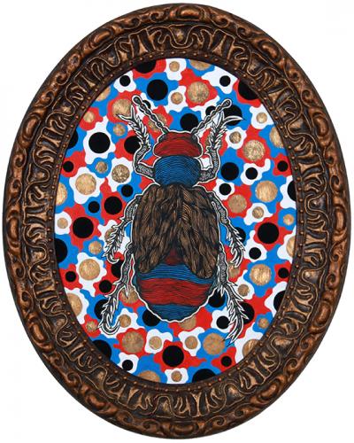 Greek artist, painting, artwork, dimitris ntokos, lives in Athens, scarab, scarabeus, beetle, dimitris dokos, canvas, contemporary art, modern art, art, beetle, optic art, art