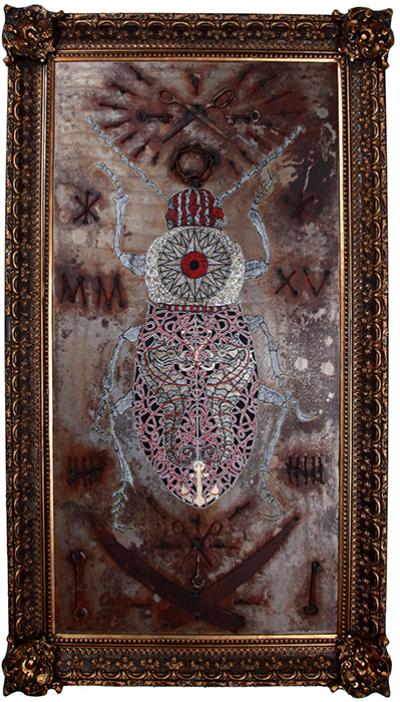 Greek artist, painting, artwork, dimitris ntokos, lives in Athens, scarab, scarabeus, beetle, dimitris dokos, canvas, contemporary art, modern art, art, beetle, optic art, art