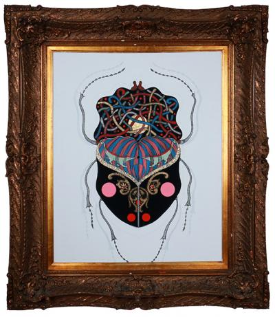 Greek artist, painting, artwork, dimitris ntokos, lives in Athens, scarab, scarabeus, beetle, dimitris dokos, canvas, contemporary art, modern art, art, beetle, optic art, art