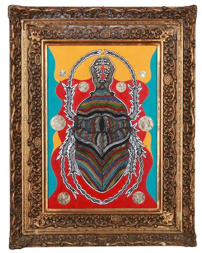 Greek artist, painting, artwork, dimitris ntokos, lives in Athens, scarab, scarabeus, beetle, dimitris dokos, canvas, contemporary art, modern art, art, beetle, optic art, art