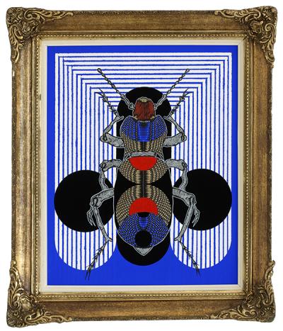 Greek artist, painting, artwork, dimitris ntokos, lives in Athens, scarab, scarabeus, beetle, dimitris dokos, canvas, contemporary art, modern art, art, beetle, optic art, art