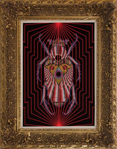 Greek artist, painting, artwork, dimitris ntokos, lives in Athens, scarab, scarabeus, beetle, dimitris dokos, canvas, contemporary art, modern art, art, beetle, optic art, art