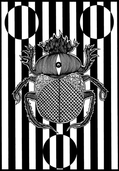 Greek artist, painting, artwork, dimitris ntokos, lives in Athens, scarab, scarabeus, beetle, dimitris dokos, canvas, contemporary art, modern art, art, beetle, optic art, art