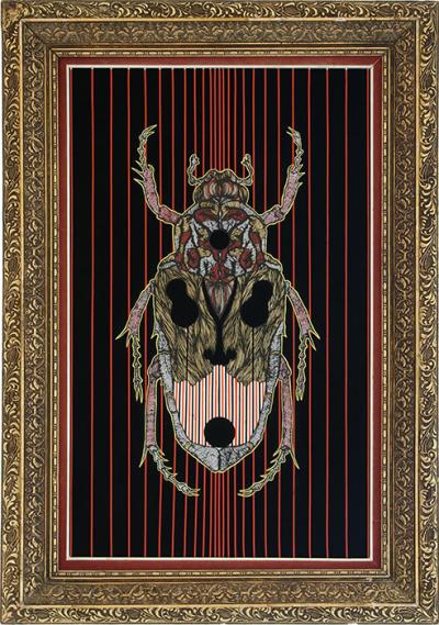 Greek artist, painting, artwork, dimitris ntokos, lives in Athens, scarab, scarabeus, beetle, dimitris dokos, canvas, contemporary art, modern art, art, beetle, optic art, art