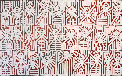 Greek artist, painting, artwork, dimitris ntokos, lives in Athens, signs, symbols, dimitris dokos, urban hieroglyphics, canvas, contemporary art, dialect, modern art