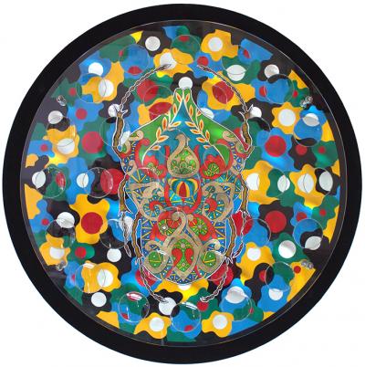 Greek artist, painting, artwork, dimitris ntokos, lives in Athens, scarab, scarabeus, beetle, dimitris dokos, canvas, contemporary art, modern art, art, beetle, optic art, art
