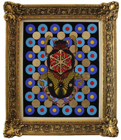 Greek artist, painting, artwork, dimitris ntokos, lives in Athens, scarab, scarabeus, beetle, dimitris dokos, canvas, contemporary art, modern art, art, beetle, optic art, art