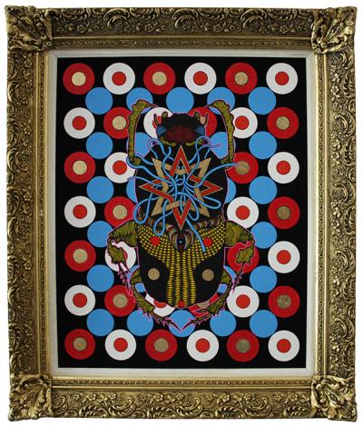 Greek artist, painting, artwork, dimitris ntokos, lives in Athens, scarab, scarabeus, beetle, dimitris dokos, canvas, contemporary art, modern art, art, beetle, optic art, art