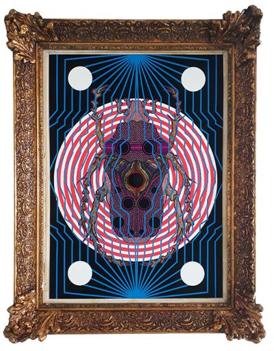 Greek artist, painting, artwork, dimitris ntokos, lives in Athens, scarab, scarabeus, beetle, dimitris dokos, canvas, contemporary art, modern art, art, beetle, optic art, art