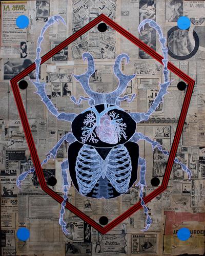 Greek artist, painting, artwork, dimitris ntokos, lives in Athens, scarab, scarabeus, beetle, dimitris dokos, canvas, contemporary art, modern art, art, beetle, optic art, art