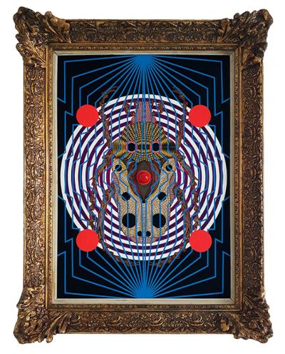 Greek artist, painting, artwork, dimitris ntokos, lives in Athens, scarab, scarabeus, beetle, dimitris dokos, canvas, contemporary art, modern art, art, beetle, optic art, art