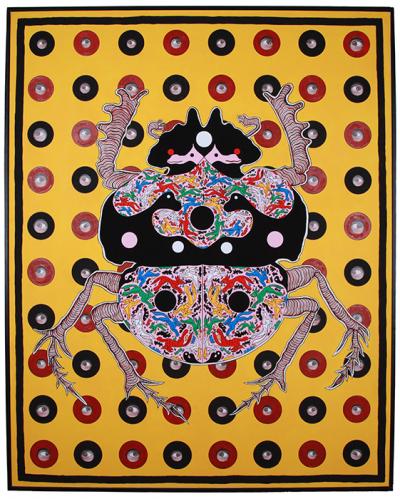 Greek artist, painting, artwork, dimitris ntokos, lives in Athens, scarab, scarabeus, beetle, dimitris dokos, canvas, contemporary art, modern art, art, beetle, optic art, art