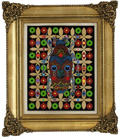 Greek artist, painting, artwork, dimitris ntokos, lives in Athens, scarab, scarabeus, beetle, dimitris dokos, canvas, contemporary art, modern art, art, beetle, optic art, art