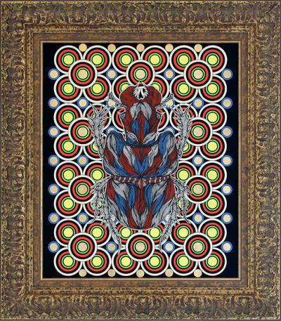 Greek artist, painting, artwork, dimitris ntokos, lives in Athens, scarab, scarabeus, beetle, dimitris dokos, canvas, contemporary art, modern art, art, beetle, optic art, art