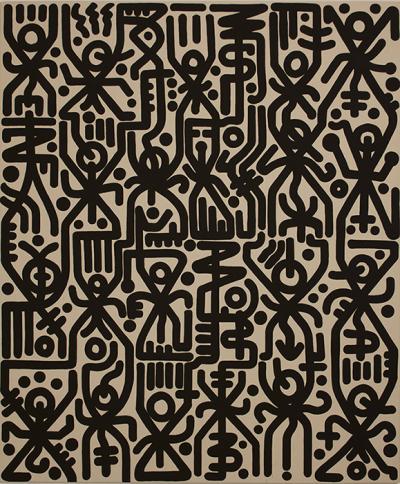 Greek artist, painting, artwork, dimitris ntokos, lives in Athens, signs, symbols, dimitris dokos, urban hieroglyphics, canvas, contemporary art, dialect, modern art