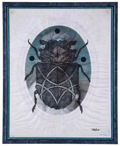 Greek artist, painting, artwork, dimitris ntokos, lives in Athens, scarab, scarabeus, beetle, dimitris dokos, canvas, contemporary art, modern art, art, beetle, optic art, art