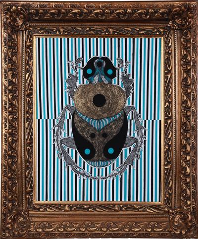 Greek artist, painting, artwork, dimitris ntokos, lives in Athens, scarab, scarabeus, beetle, dimitris dokos, canvas, contemporary art, modern art, art, beetle, optic art, art