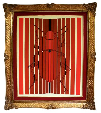 Greek artist, painting, artwork, dimitris ntokos, lives in Athens, scarab, scarabeus, beetle, dimitris dokos, canvas, contemporary art, modern art, art, beetle, optic art, art