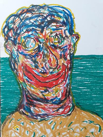 portrait, automatic portrait, paper, pastel, Greek artist, painting, artwork, dimitris ntokos, lives in Athens, scarab, scarabeus, beetle, dimitris dokos, canvas, contemporary art, modern art, art, beetle, optic art, art