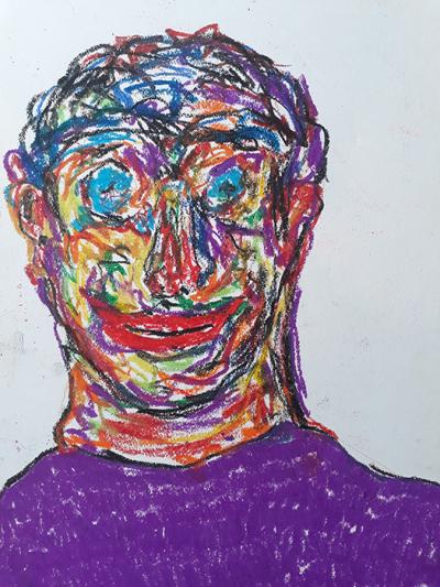 portrait, automatic portrait, paper, pastel, Greek artist, painting, artwork, dimitris ntokos, lives in Athens, scarab, scarabeus, beetle, dimitris dokos, canvas, contemporary art, modern art, art, beetle, optic art, art