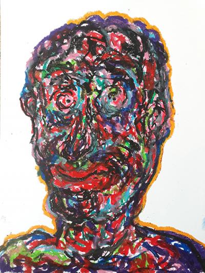 portrait, automatic portrait, paper, pastel, Greek artist, painting, artwork, dimitris ntokos, lives in Athens, scarab, scarabeus, beetle, dimitris dokos, canvas, contemporary art, modern art, art, beetle, optic art, art