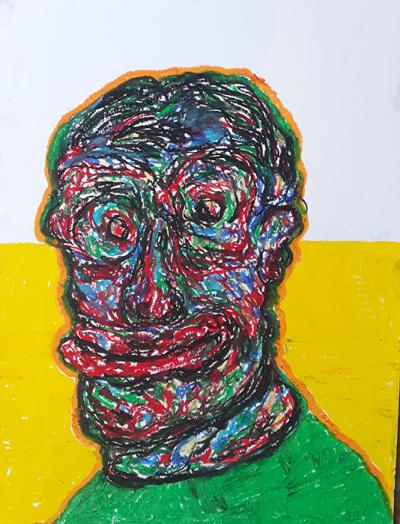 portrait, automatic portrait, paper, pastel, Greek artist, painting, artwork, dimitris ntokos, lives in Athens, scarab, scarabeus, beetle, dimitris dokos, canvas, contemporary art, modern art, art, beetle, optic art, art