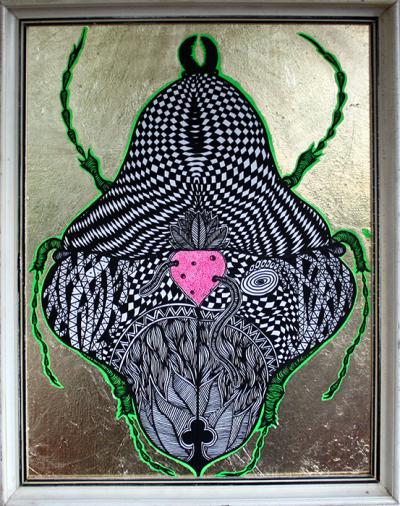 Greek artist, painting, artwork, dimitris ntokos, lives in Athens, scarab, scarabeus, beetle, dimitris dokos, canvas, contemporary art, modern art, art, beetle, optic art, art