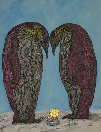 Greek artist, painting, artwork, dimitris ntokos, lives in Athens, scarab, penguin,  scarabeus, beetle, dimitris dokos, canvas, contemporary art, modern art, art, beetle, optic art, art