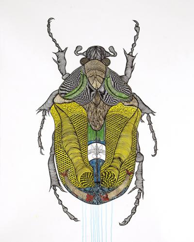 Greek artist, painting, artwork, dimitris ntokos, lives in Athens, scarab, scarabeus, beetle, dimitris dokos, canvas, contemporary art, modern art, art, beetle, optic art, art