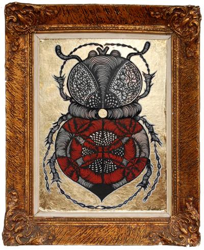 Greek artist, painting, artwork, dimitris ntokos, lives in Athens, scarab, scarabeus, beetle, dimitris dokos, canvas, contemporary art, modern art, art, beetle, optic art, art