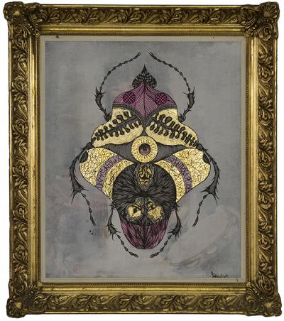 Greek artist, painting, artwork, dimitris ntokos, lives in Athens, scarab, scarabeus, beetle, dimitris dokos, canvas, contemporary art, modern art, art, beetle, optic art, art