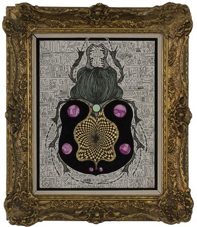 Greek artist, painting, artwork, dimitris ntokos, lives in Athens, scarab, scarabeus, beetle, dimitris dokos, canvas, contemporary art, modern art, art, beetle, optic art, art